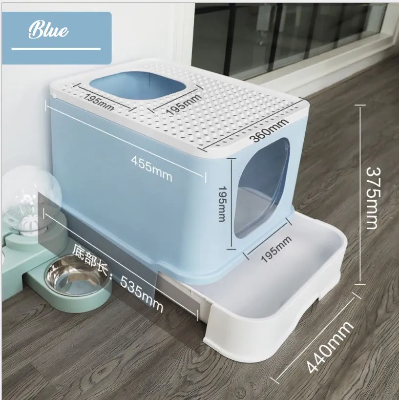 Large Fully Enclosed Cat Litter Tray  Anti Splash
