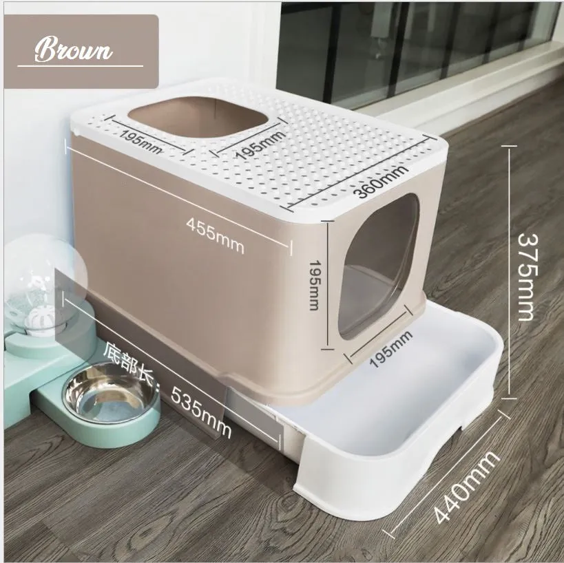 Large Fully Enclosed Cat Litter Tray  Anti Splash