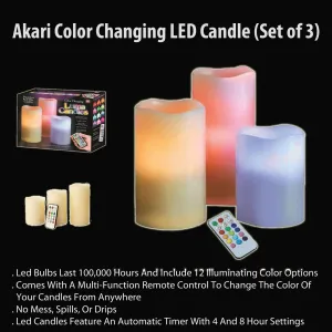 LED Remote Control Electronic Candle - 3 Piece Set