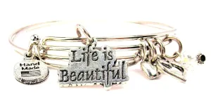 Life Is Beautiful Expandable Bangle Bracelet Set