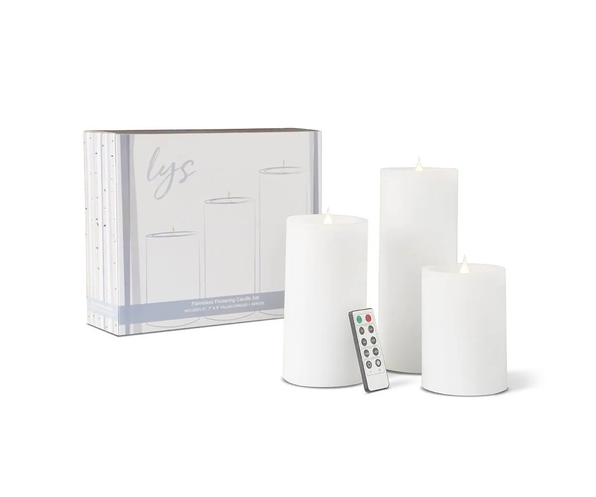 Lys Flameless Candle, Set of 3 - White