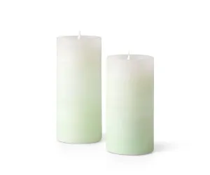 Lys Flameless Candles, Set of 2 - Green Ombre