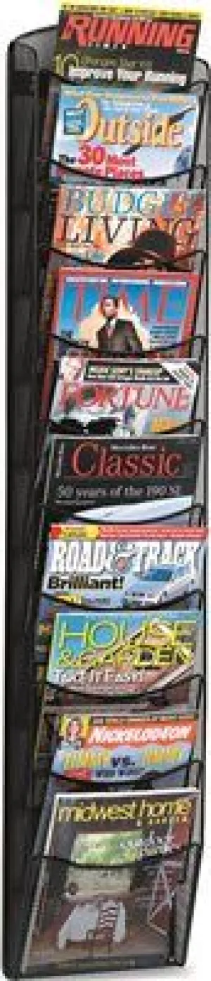 Mesh Literature Rack 10 Compartments 10-1/4W X 3-1/2D X 50-3/4H Black