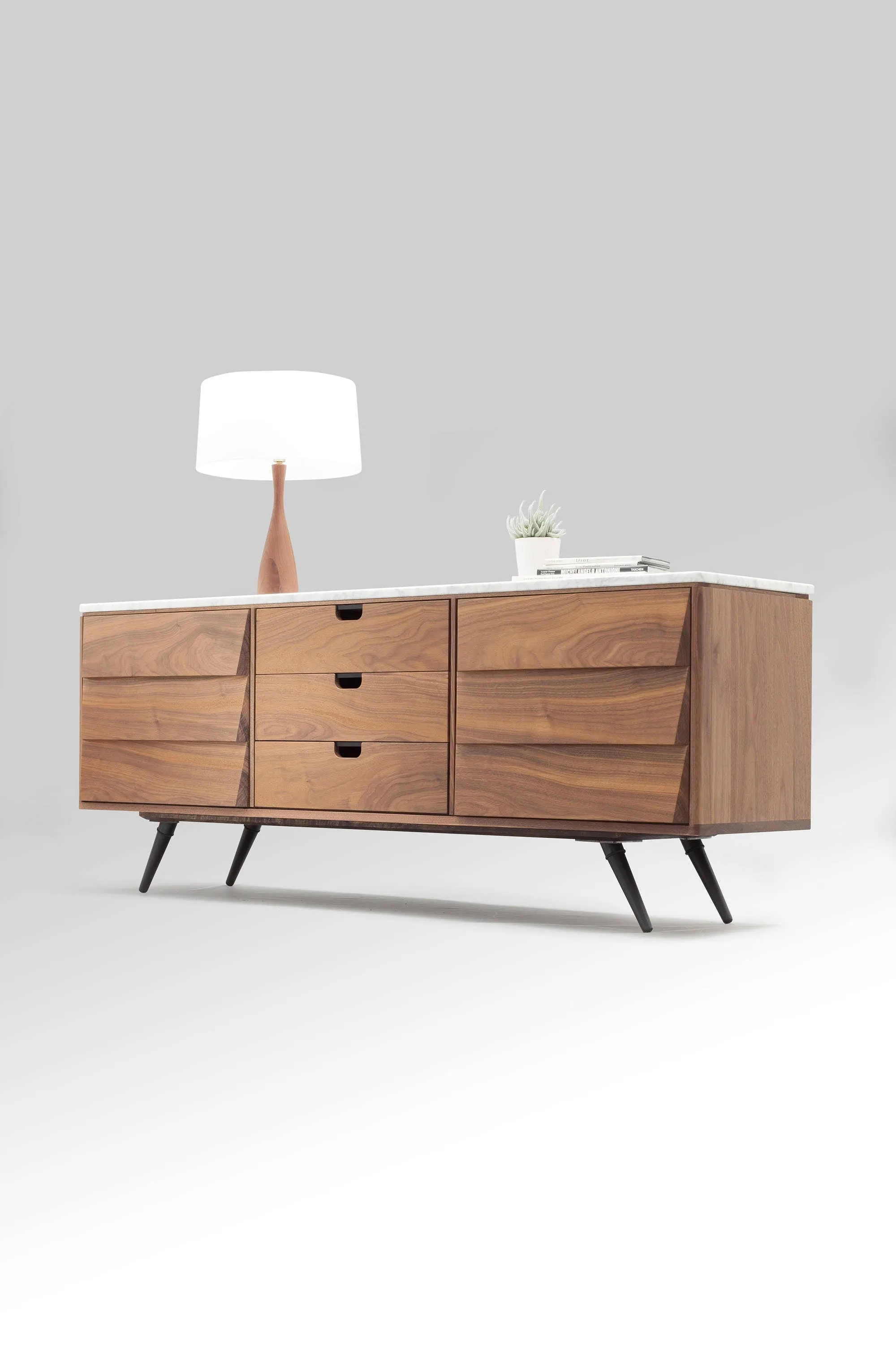 Midcentury solid timber sideboard with marble top 05