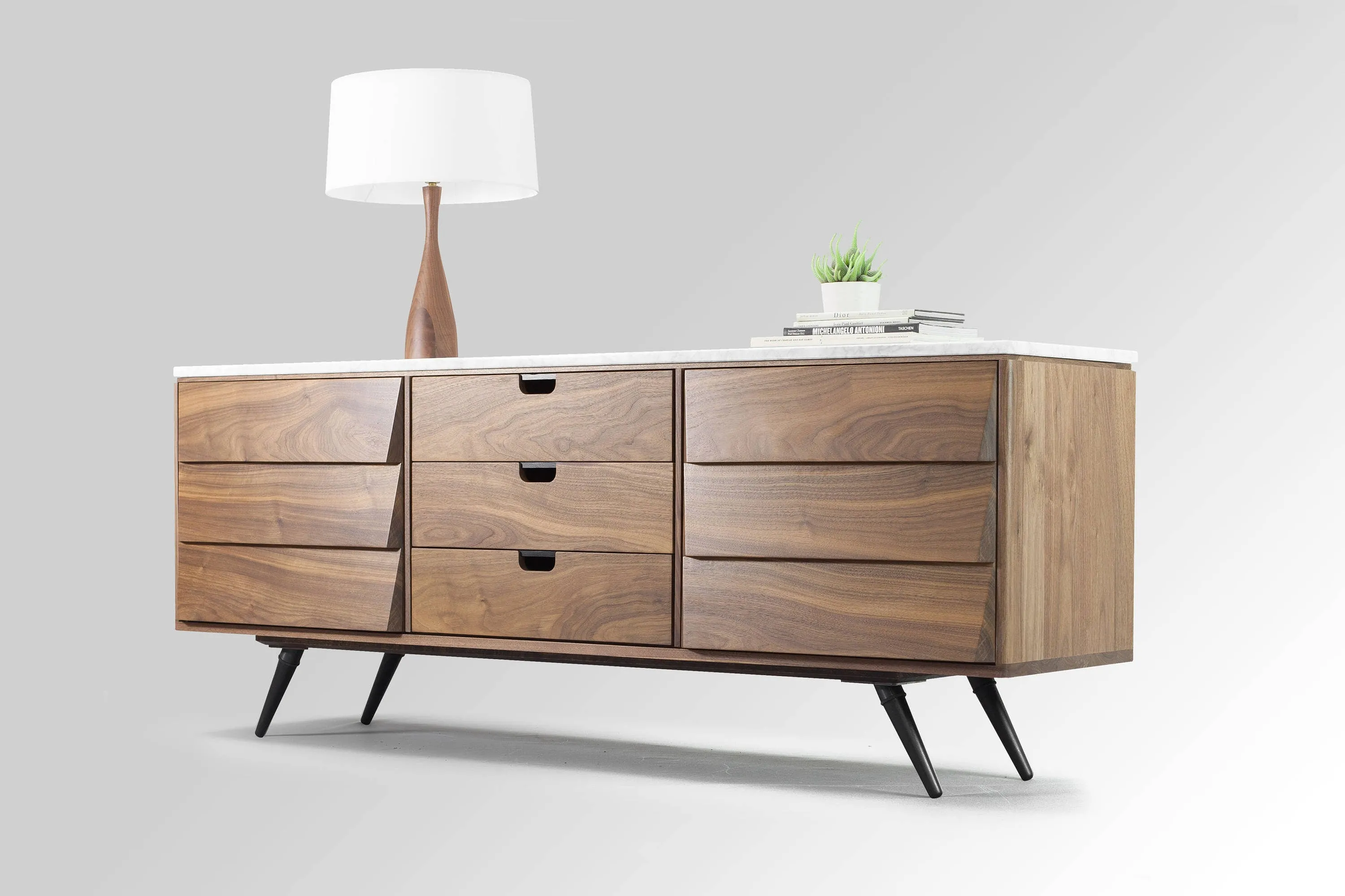 Midcentury solid timber sideboard with marble top 05