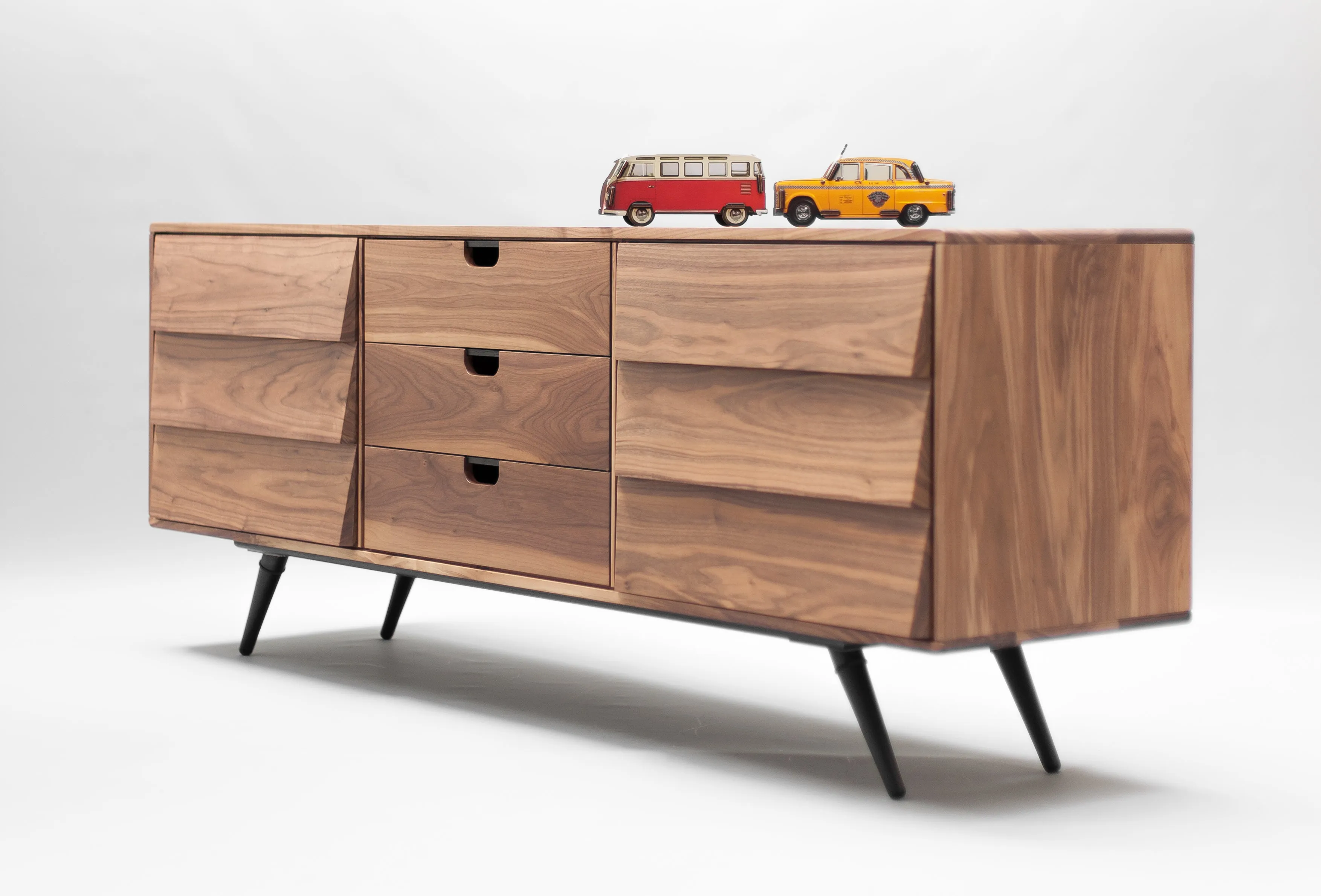 Midcentury solid timber sideboard with marble top 05