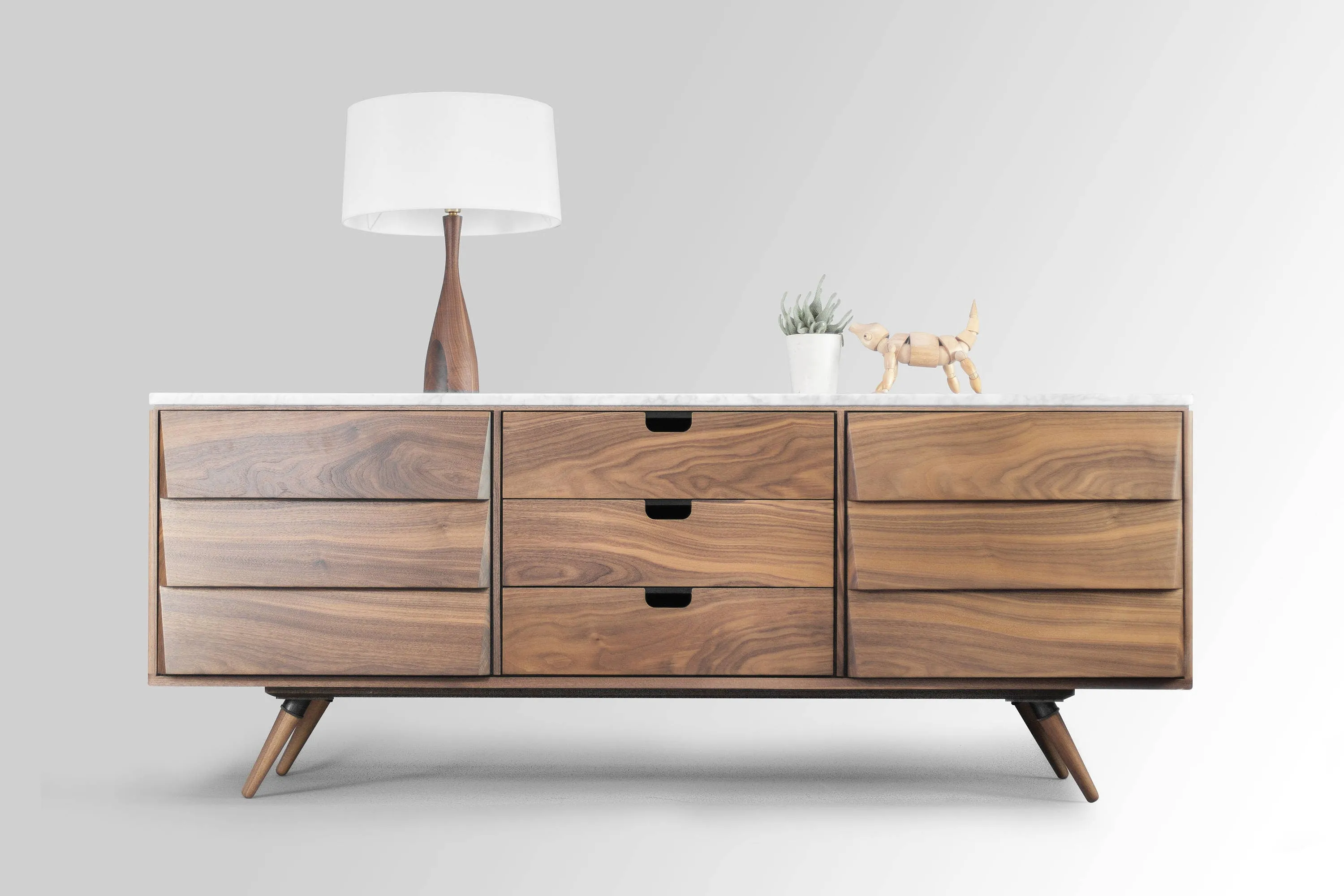 Midcentury solid timber sideboard with marble top 05