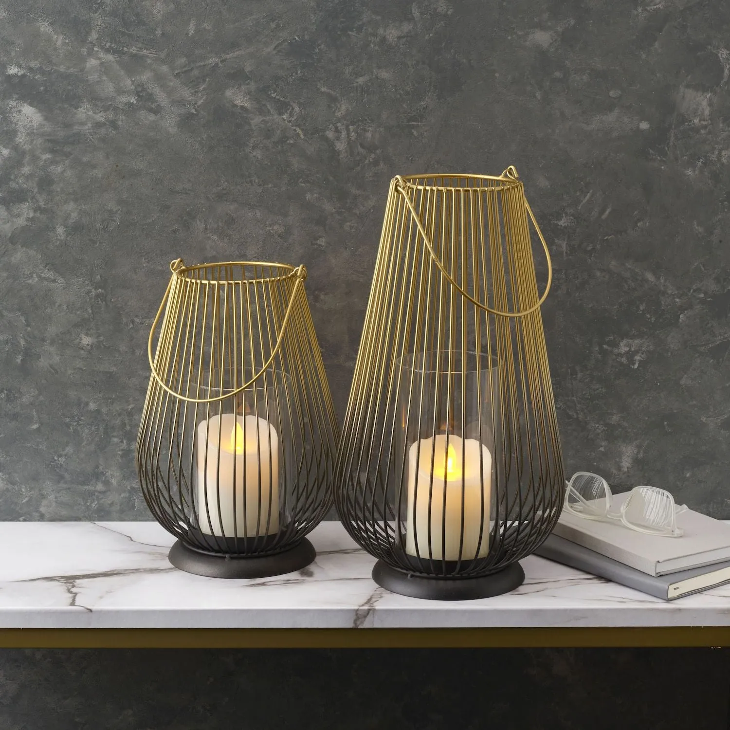 Mikasa Wire Ombre Hurricane Candle Holder, Set of 2