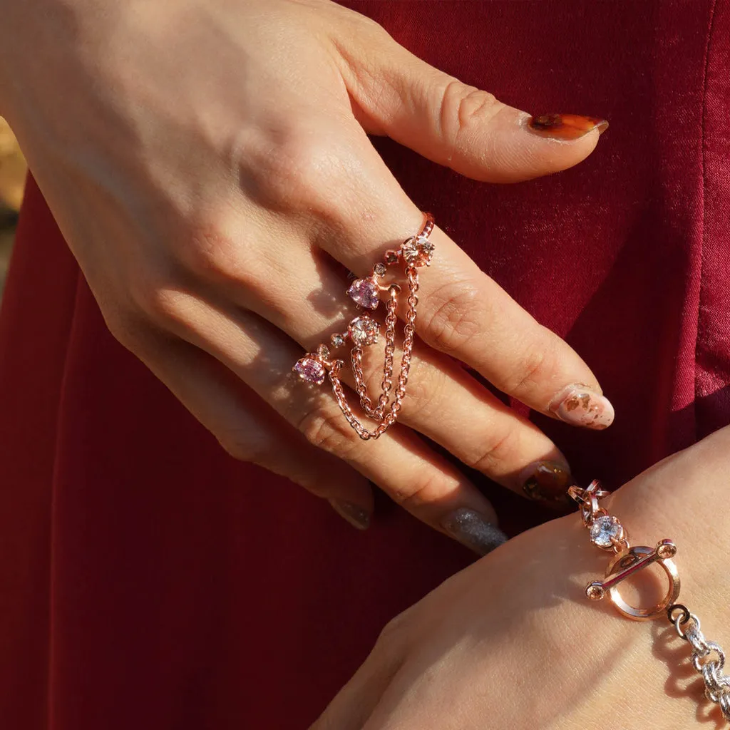 Mini Gems Chandelier Ring [Champagne/Lavender gems]
