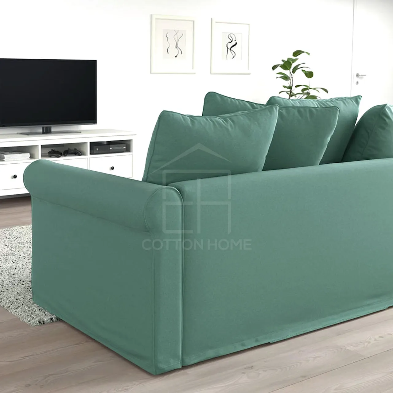Moduler 4 Seater Chaise Longue Sofa L126cm x W328cm x H104cm Light Green