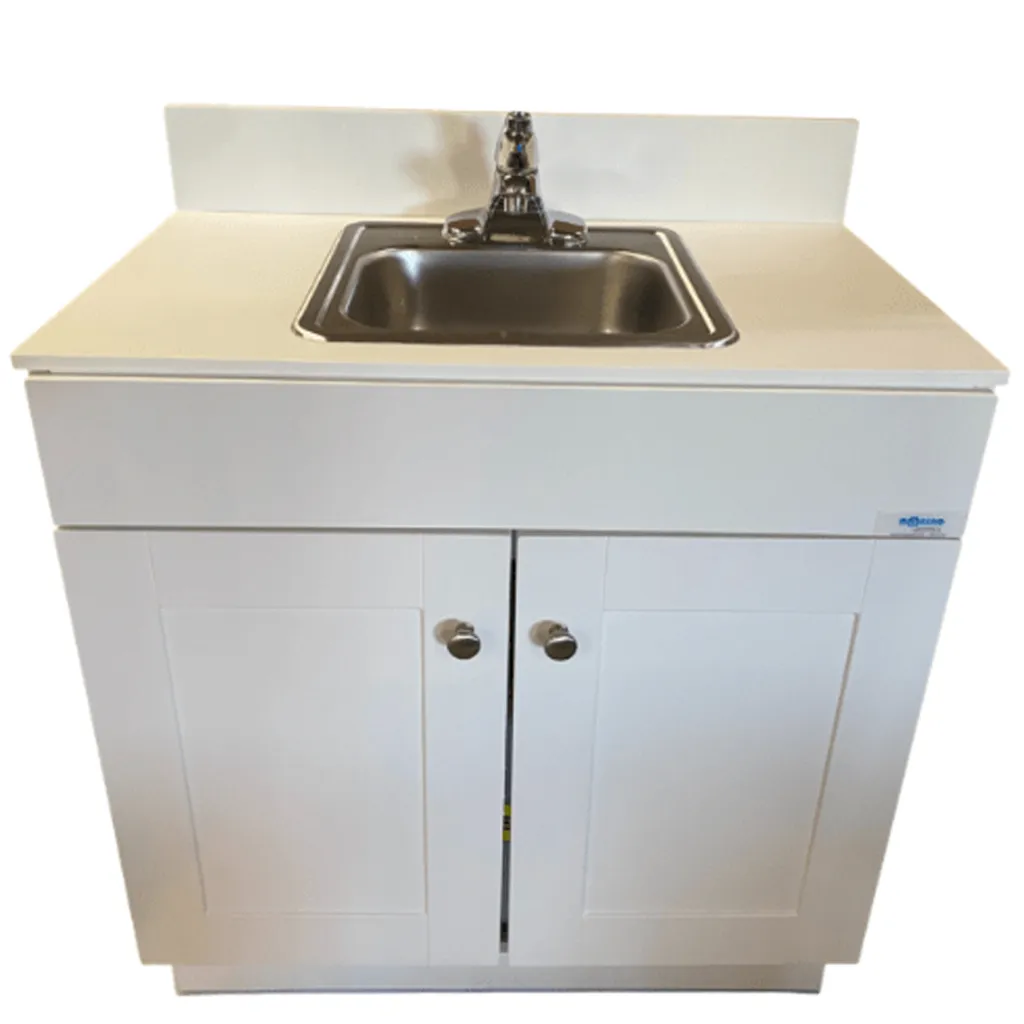 Monsam PSW-007M Portable Sink - White, Gray or Maple Cabinet 38" H