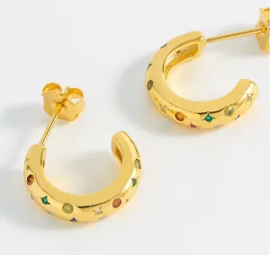 Multicolour Chubby Celestial Hoop - Gold