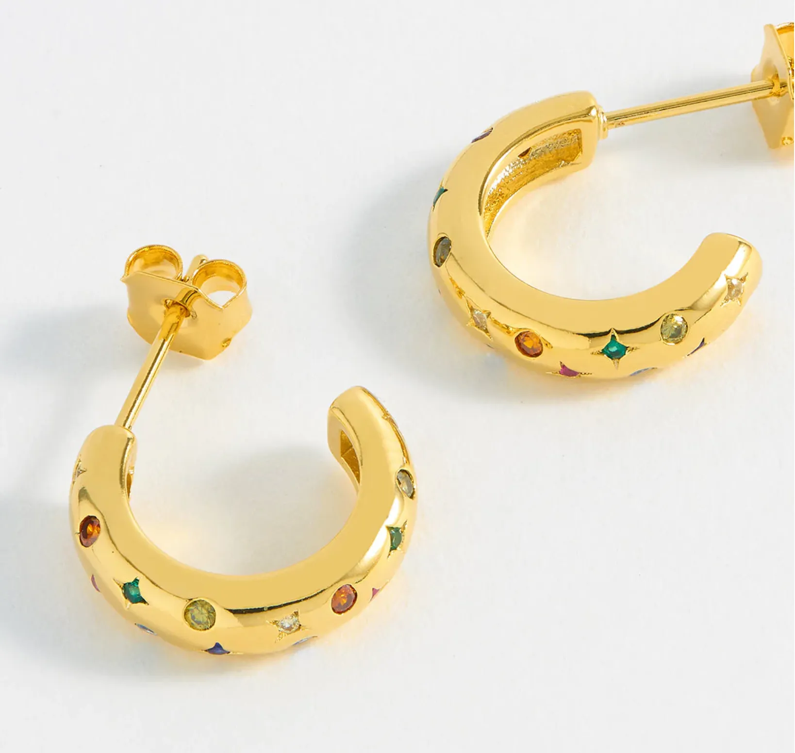 Multicolour Chubby Celestial Hoop - Gold