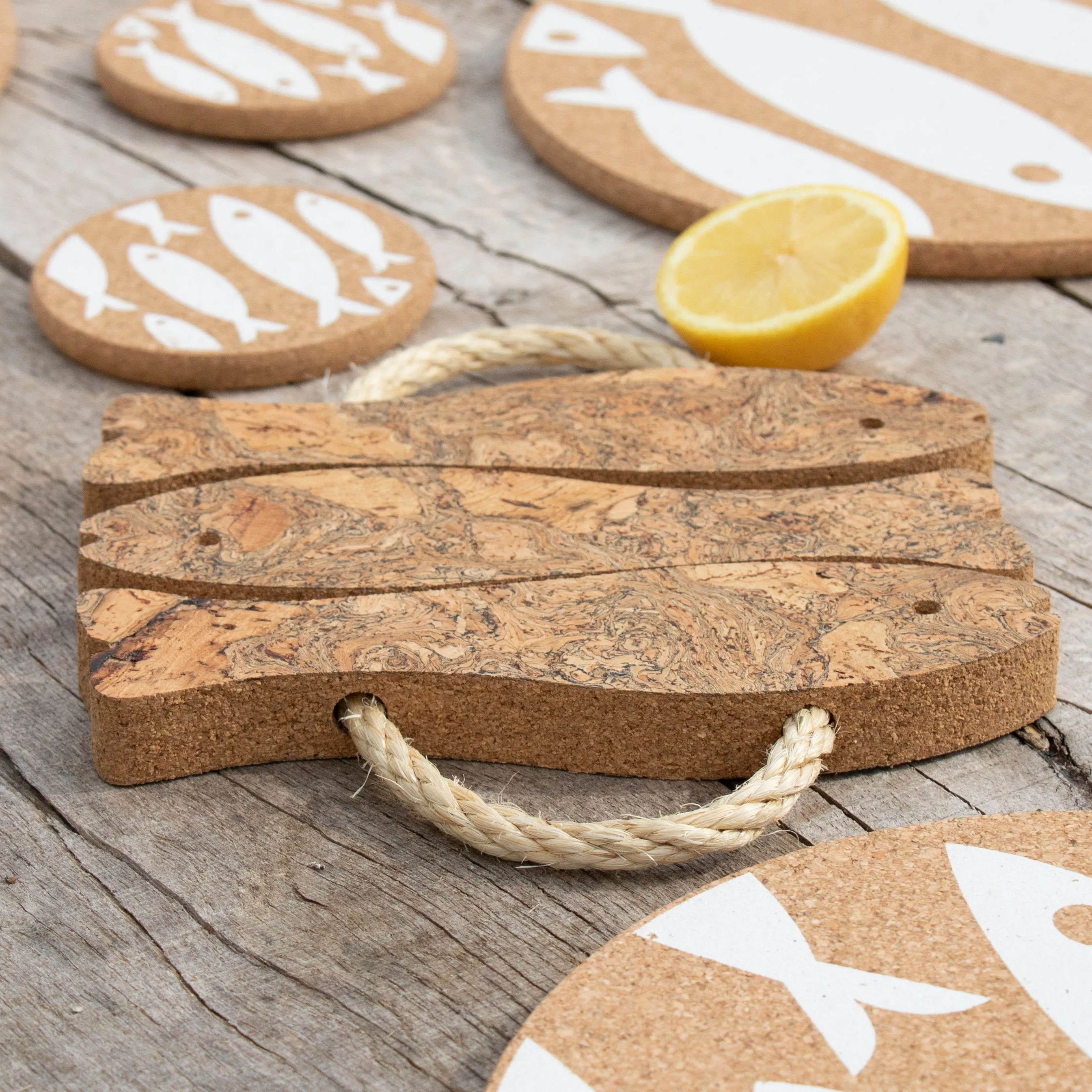 Natural Cork Trivet | 3 Fish