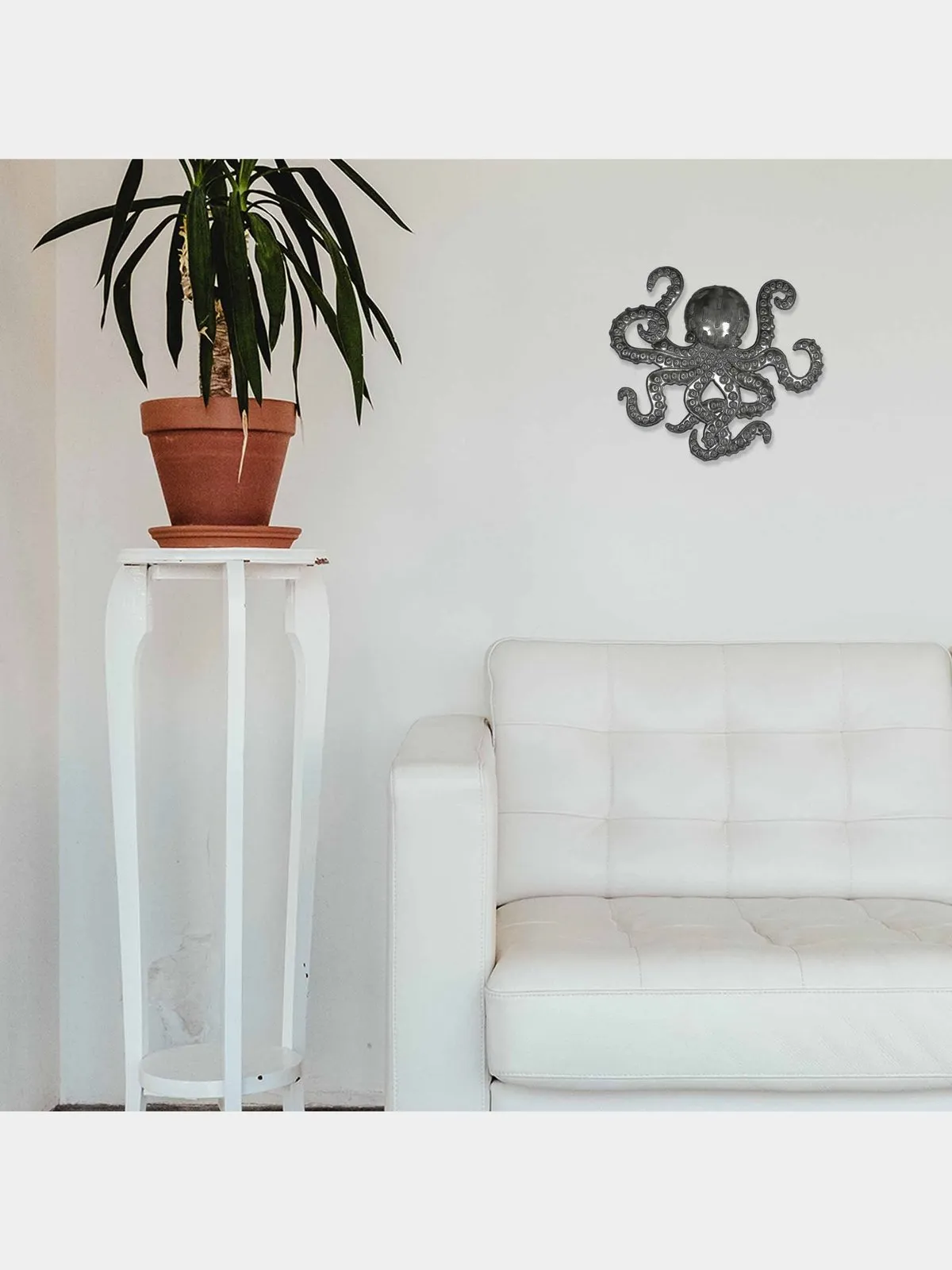 Octopus Nautical Haitian Metal Drum Wall Art (14" x 16")