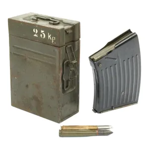 Original German WWII Flak 38 Anti-Aircraft Gun 20 mm Magazine with Case and Inter Rounds - Flakvierling 38