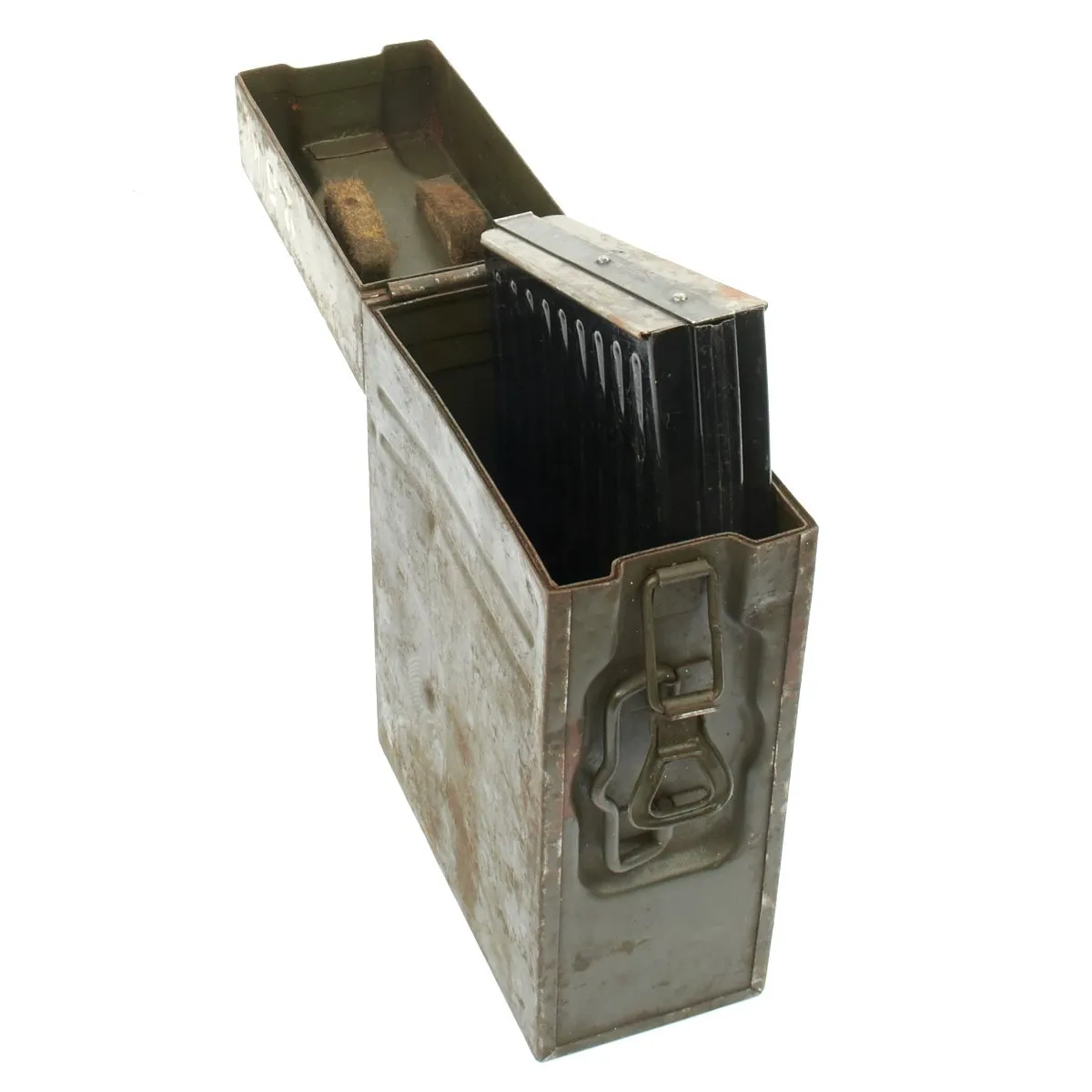 Original German WWII Flak 38 Anti-Aircraft Gun 20 mm Magazine with Case and Inter Rounds - Flakvierling 38