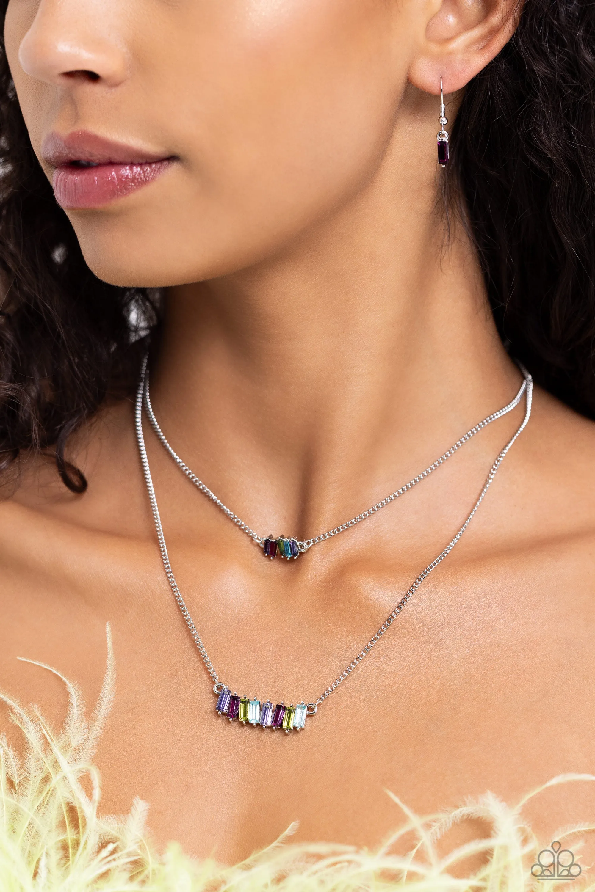 Paparazzi Easygoing Emeralds Multi Necklace & Earring Set
