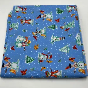 Quilting Cotton Blend, Snowmen on Blue (WQC1404)