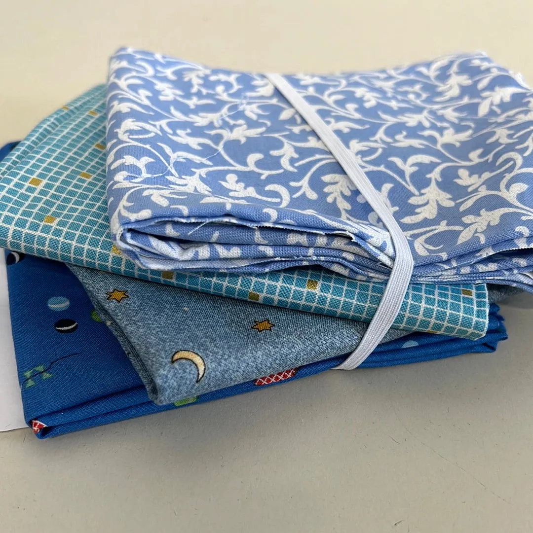 Quilting Cotton Fat Quarter Bundle, Aquas & Blues (WQC2301:2305, WQC2310:2312)