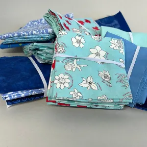 Quilting Cotton Fat Quarter Bundle, Aquas & Blues (WQC2301:2305, WQC2310:2312)