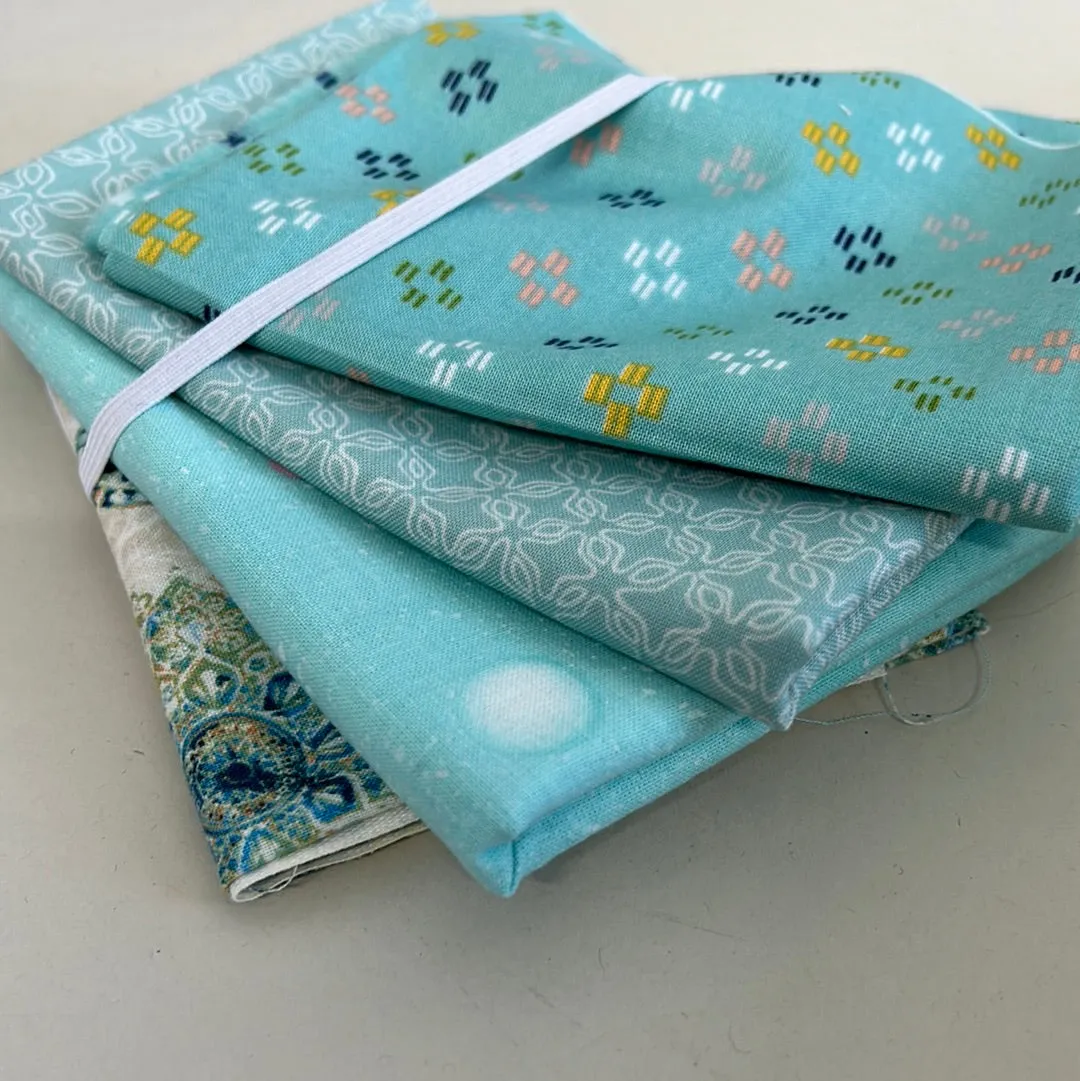 Quilting Cotton Fat Quarter Bundle, Aquas & Blues (WQC2301:2305, WQC2310:2312)