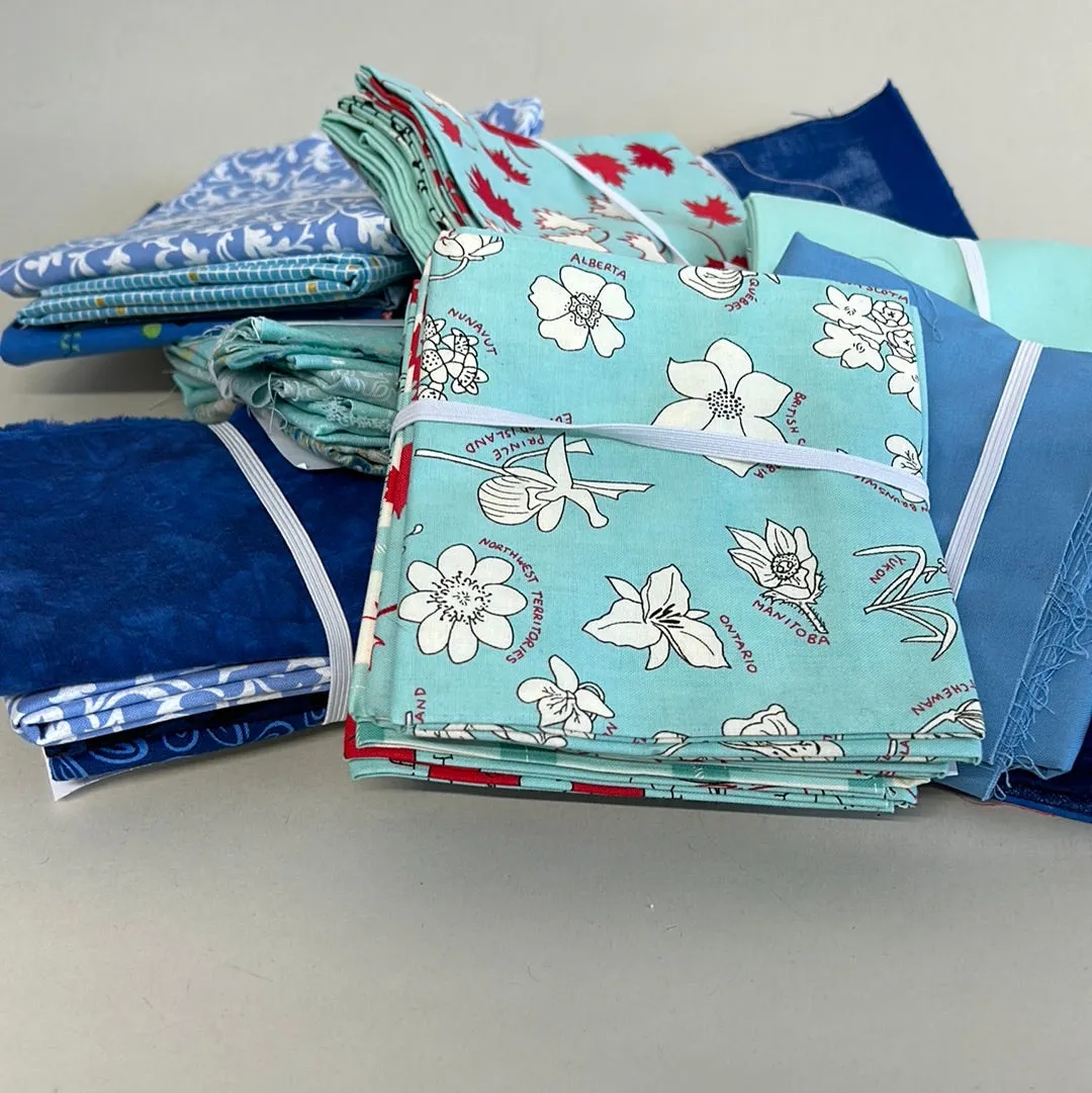 Quilting Cotton Fat Quarter Bundle, Aquas & Blues (WQC2301:2305, WQC2310:2312)