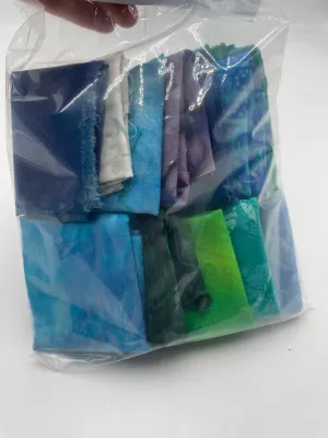 Quilting Cotton Scrap Bag, Blues and Greens (WQC1944)