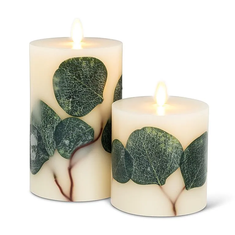 Reallite Wax Candle with Moving Flame - Ivory - Tall with Eucalyptus
