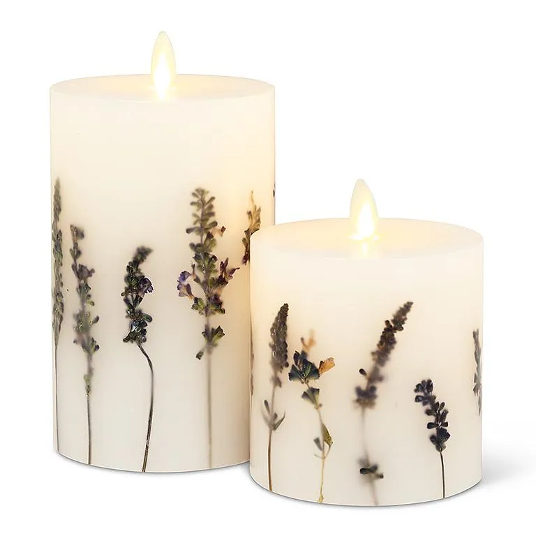 Reallite Wax Candle with Moving Flame - Ivory - Tall with Lavender