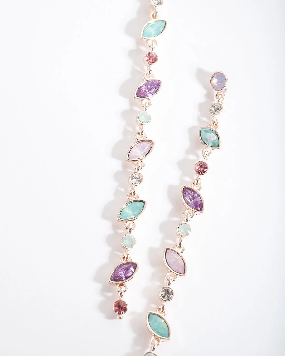 Rose Gold Multi Oval Stone Drop Earring