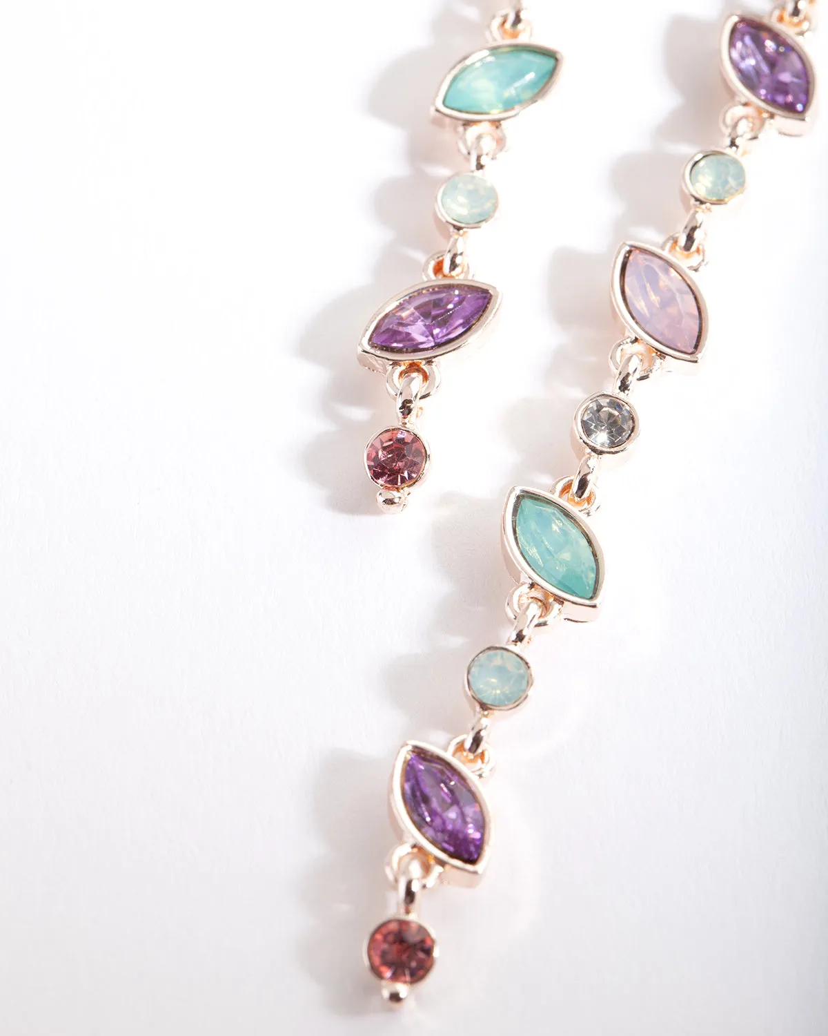 Rose Gold Multi Oval Stone Drop Earring