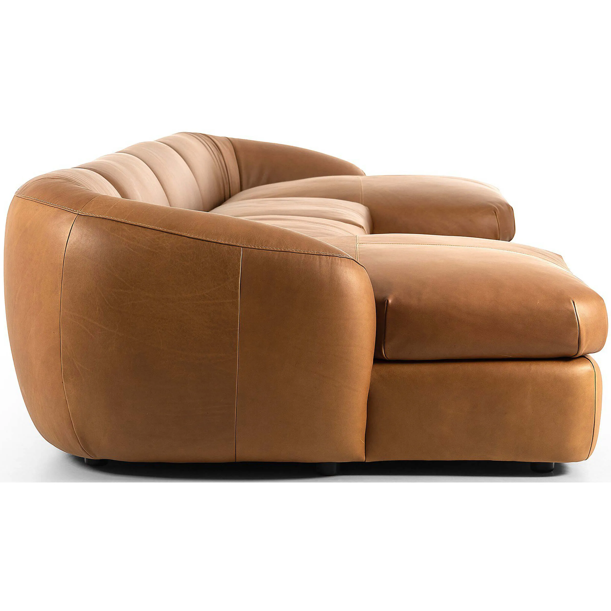 Saldana 4 Piece Leather Double Chaise, Lorento Cognac