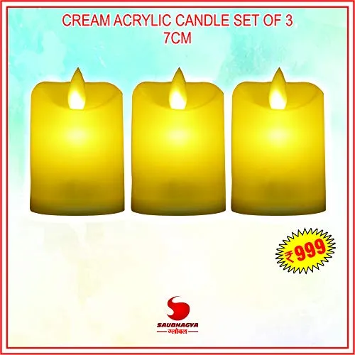 Saubhagya Global Acrylic Flickering LED Flameless Swing Candle Height:7cm Lights for Party Wedding Birthday Festival Romantic Dinner Decor 2*CR2032 Batteries Required (Included) (3)