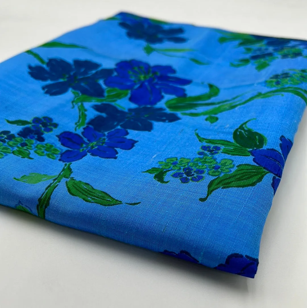 Silk Blouse Weight, Sky Blue Floral (WDW1982)