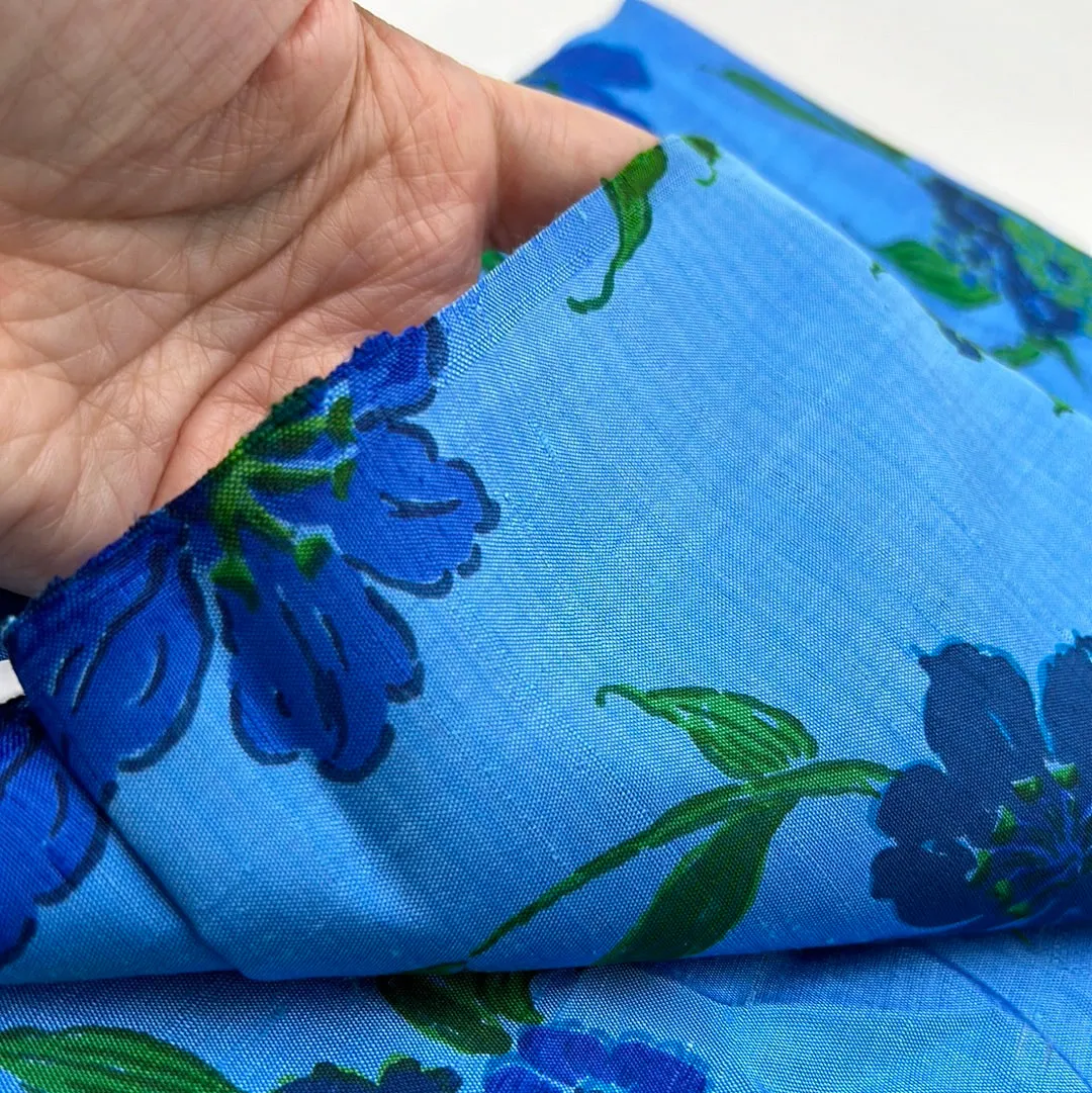 Silk Blouse Weight, Sky Blue Floral (WDW1982)