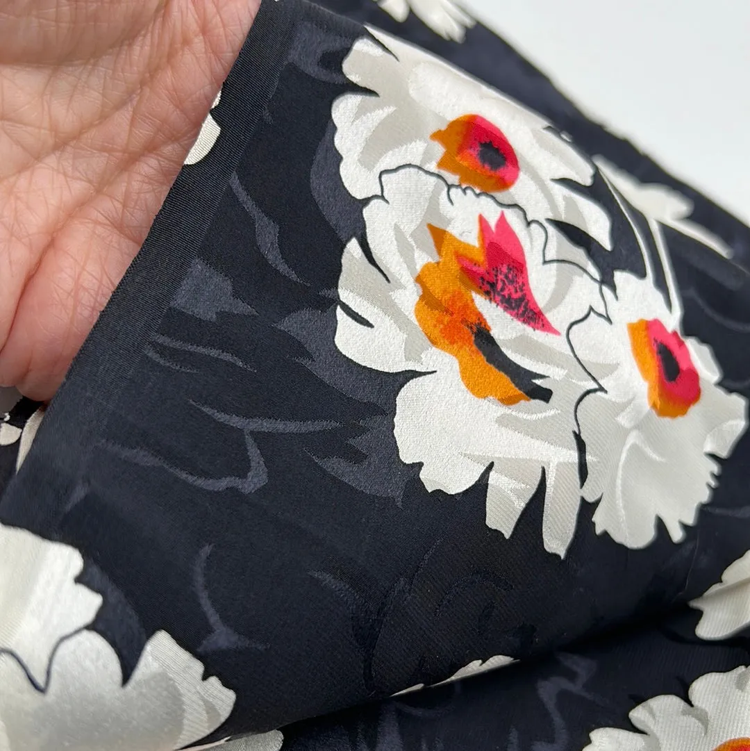 Silk Dress Weight, Navy & White Floral (WDW1858)