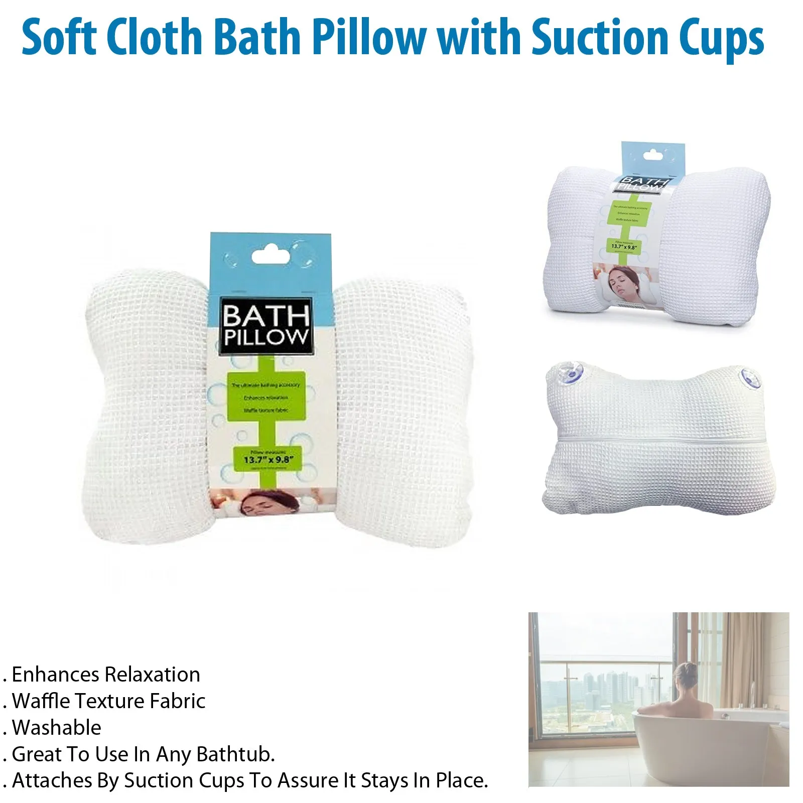 Soft Cloth Bath Pillow with Suction Cups
