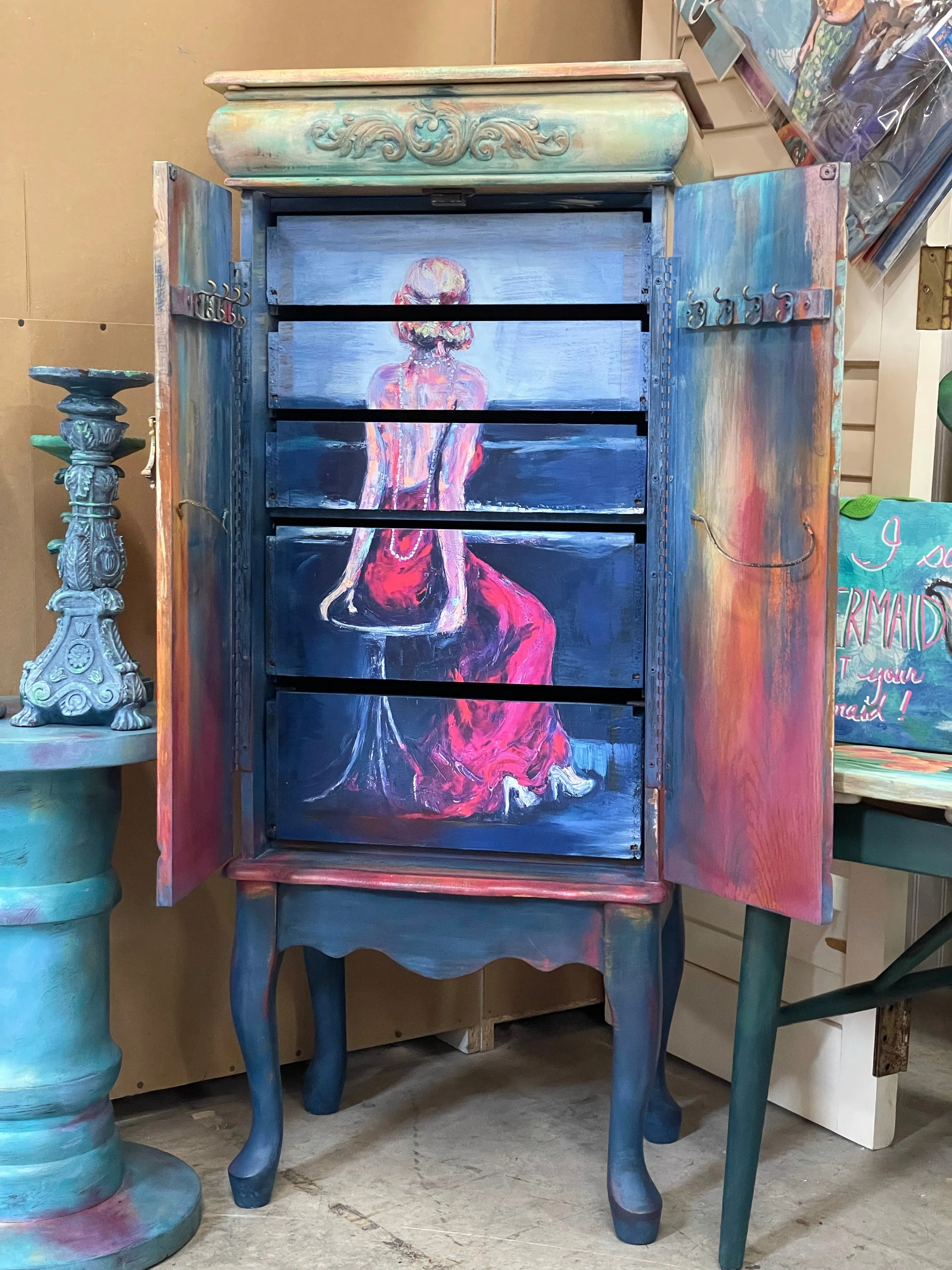 *SOLD* Sunset Jewelry Armoire