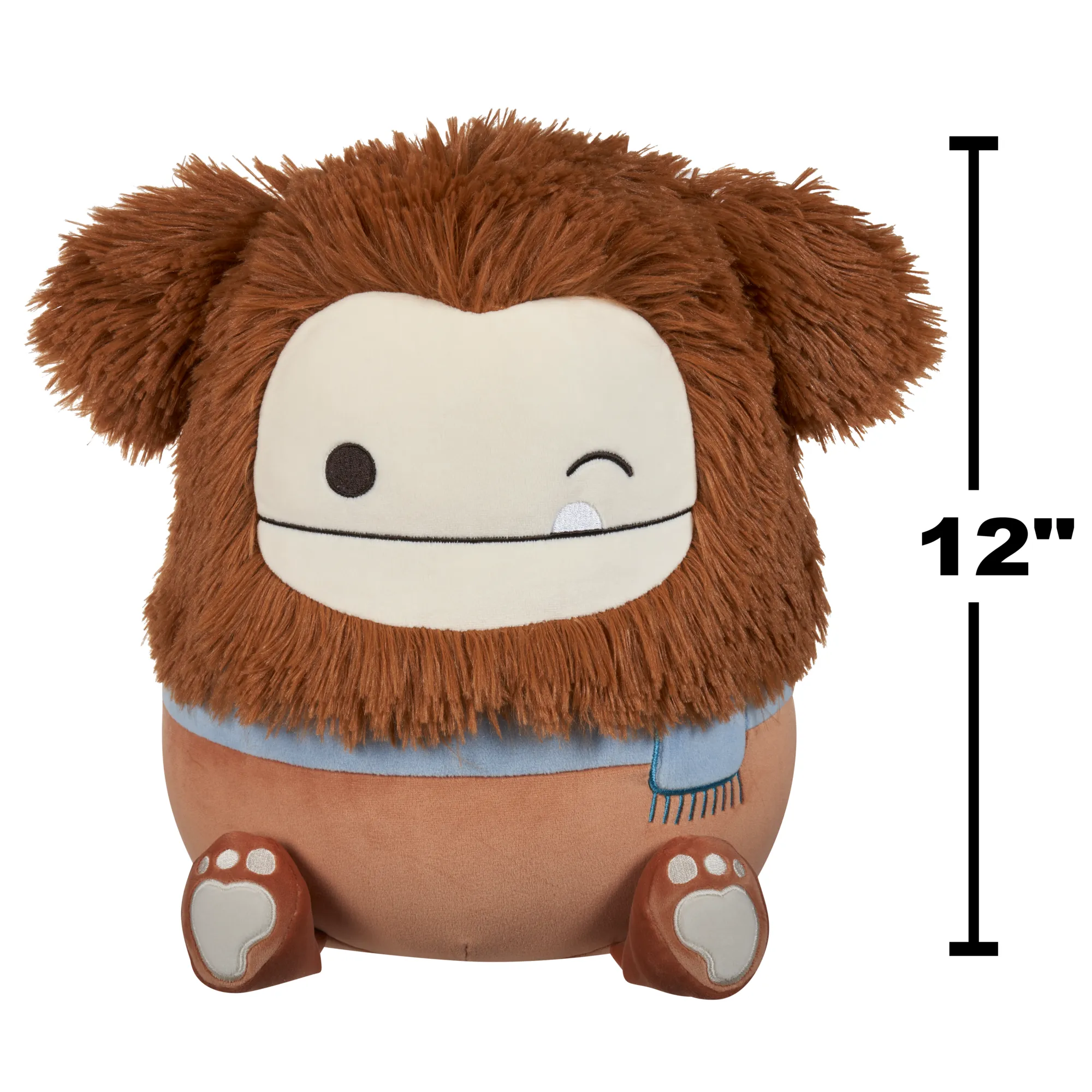 Squishmallows 12 Inch Plush S20 Benny  Winking Brown Bigfoot With Scarf