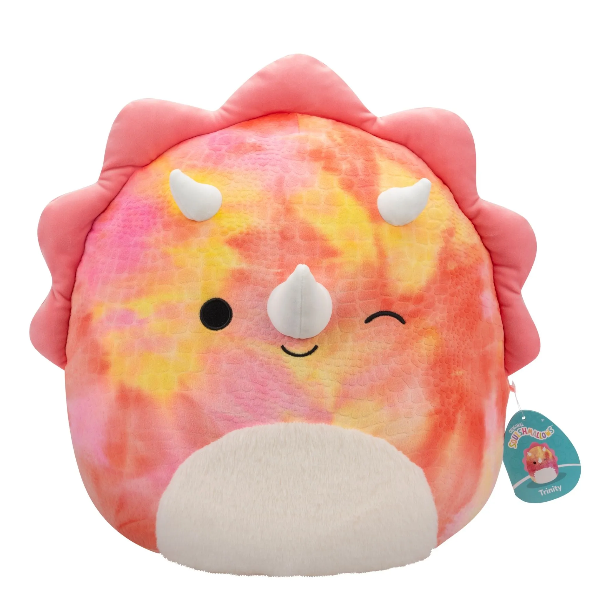 Squishmallows 16 Inch Plush  Trinity The Pink Tye Dye Triceratops