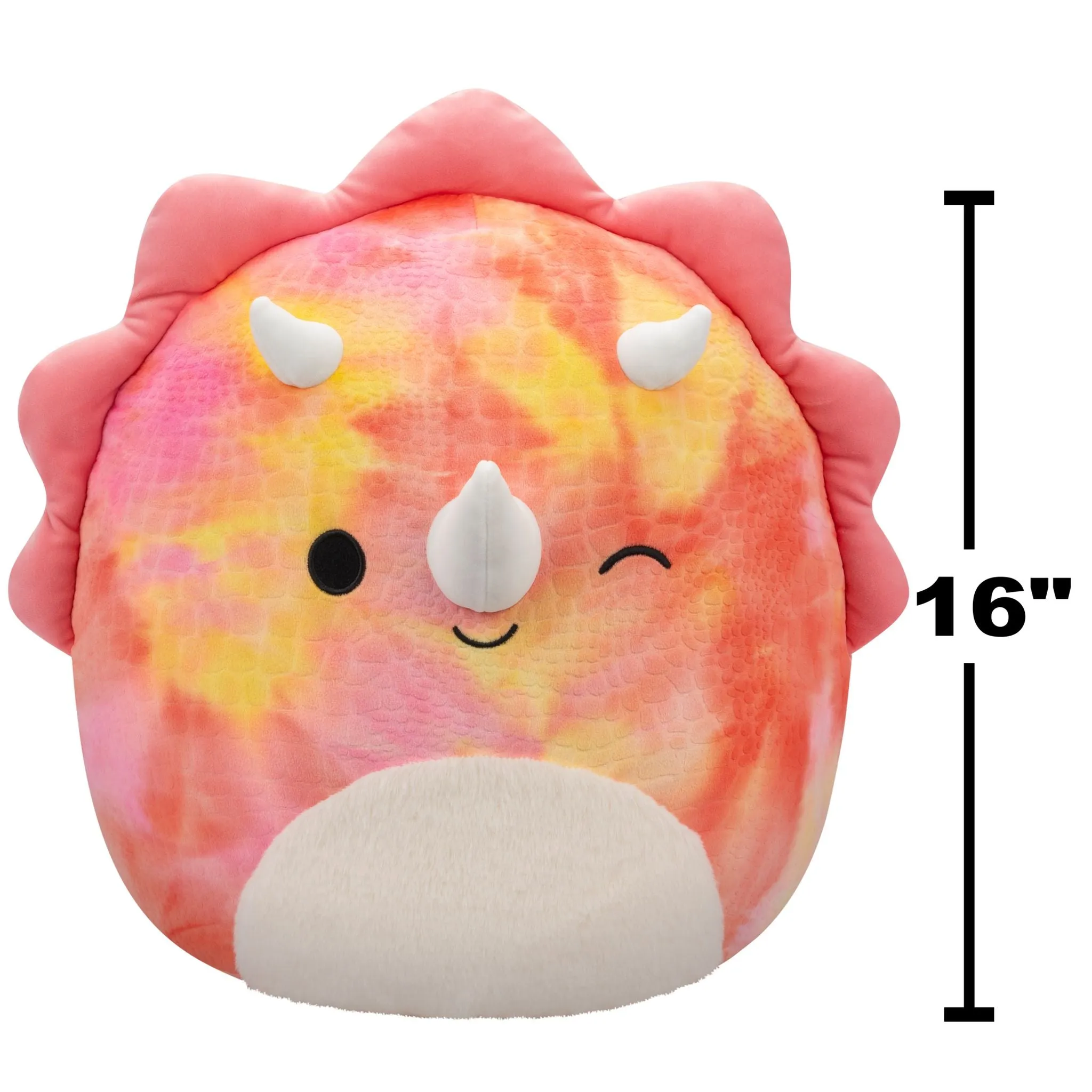 Squishmallows 16 Inch Plush  Trinity The Pink Tye Dye Triceratops