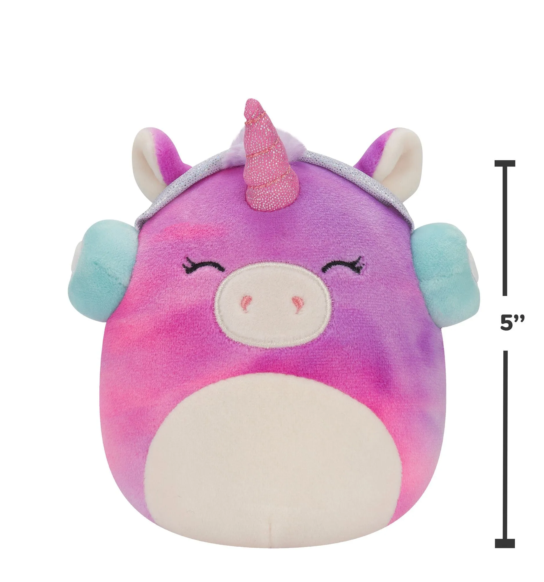Squishmallows 5 Inch Plush  Lola The TieDye Unicorn With Headphones