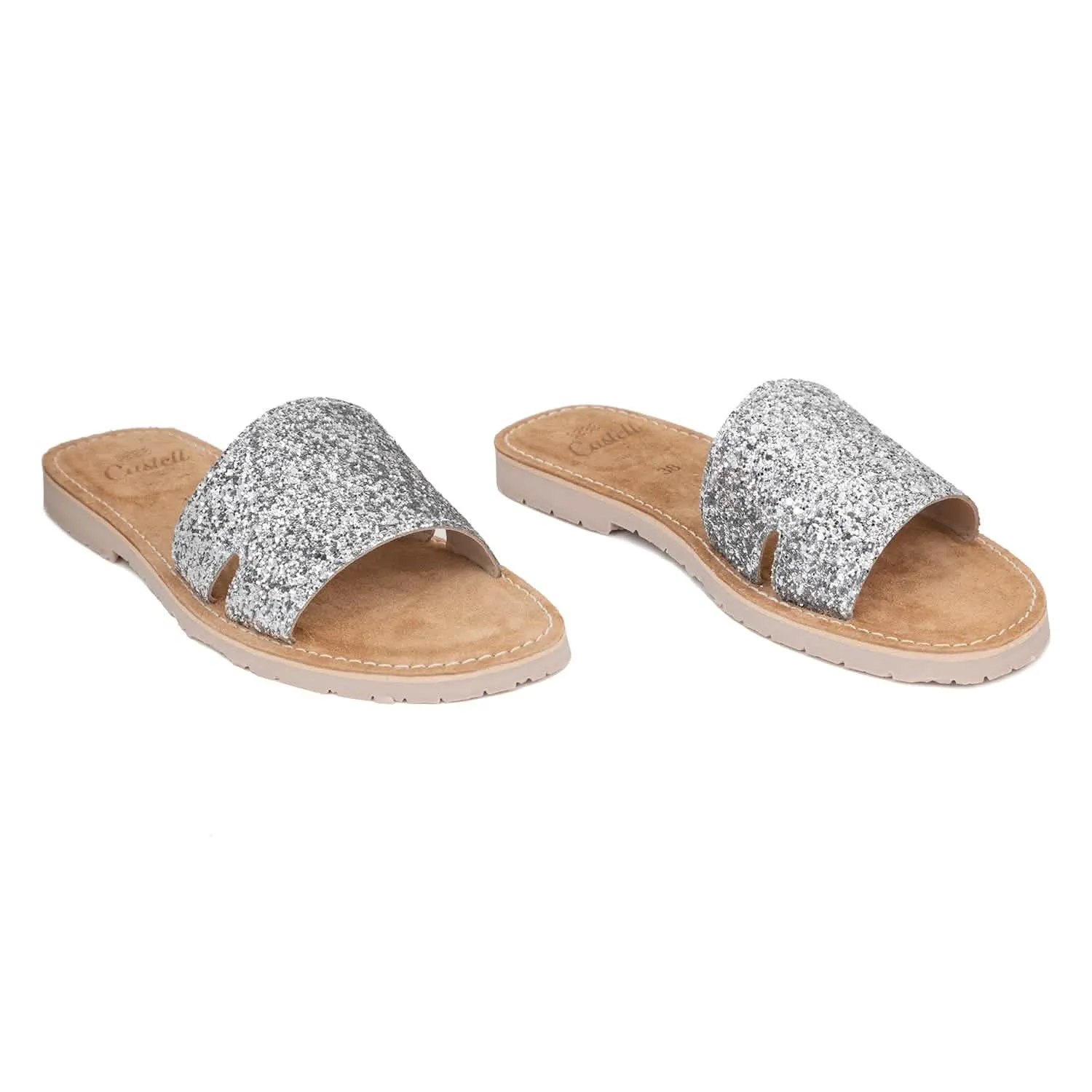 Standard Leather Menorcan Sandals With Glitter Touch- Shark ST 2360R A Glitter