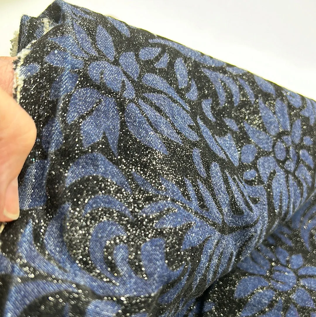 Stretch Cotton Denim, Indigo & Black Shimmer (WDT0204)