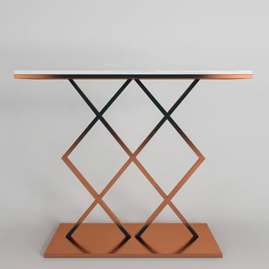 The Attic Avril Metal and Marble Console Table Copper