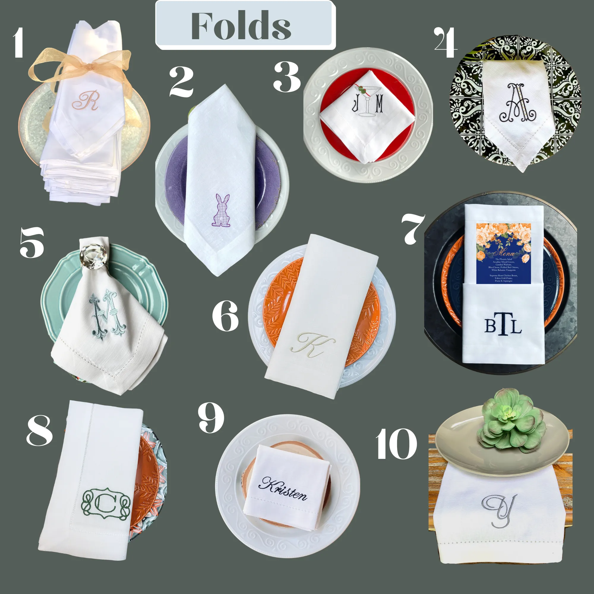 Twelve Days of Christmas Embroidered Cloth Napkins - Set of 12 napkins