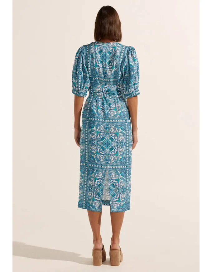 Venture Dress Sapphire Tile Print
